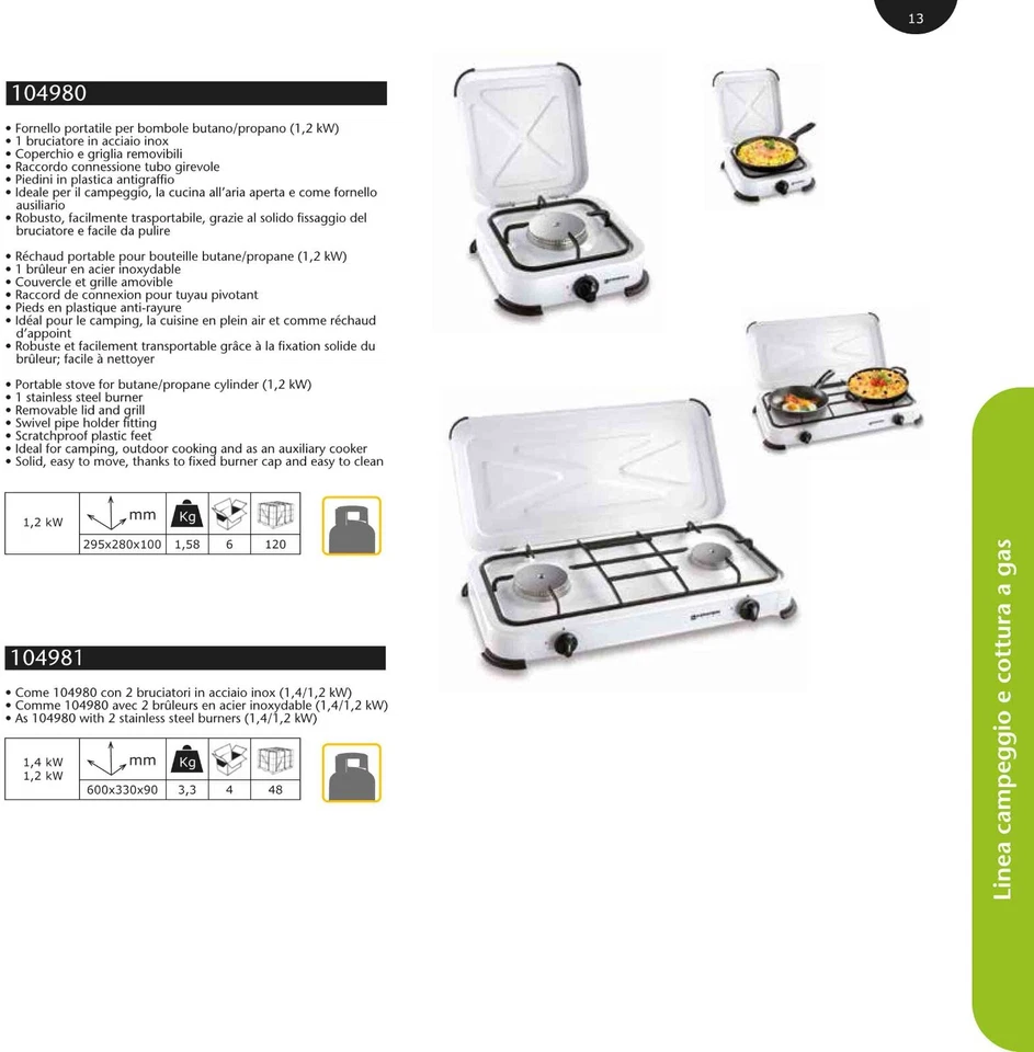 Estufa De Gas Gpl 2 Fuegos Con Tapa de Acero Pintado COD.500717 - Imagen 2 de 2