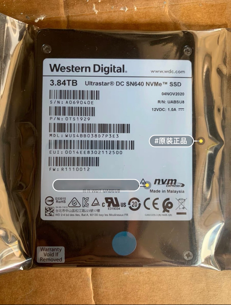 内蔵型SSD HGST Ultrastar DC SN640 960GB U.2 SSD WD Ultrastar DC SN640 3.84TB PCIe Gen3.1 x4 U.2 NVMe 2.5
