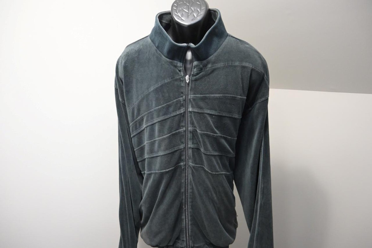 Vintage Coogi Velour Track Jacket Full Zip Gray Long Sleeve Mens 