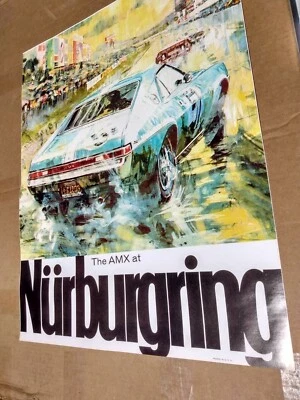 AMC AMX Dealership racing poster Nurburgring new office mancave LAST CALL