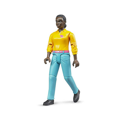 Bruder Toys Woman with Dark Skin & Turquoise Jeans Action Figure