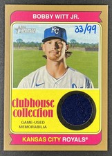 2023 Topps Heritage - Bobby Witt Jr. Clubhouse Collection Gold Jersey Relic /99