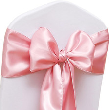50 Pack Dusty Pink Chair Sashes Satin Bows Wedding Party Chair Decorations