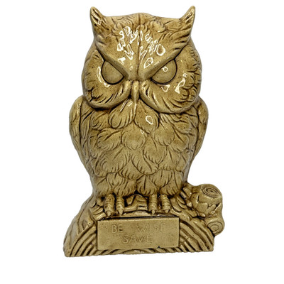 Vintage Owl Ceramic Coin Bank ''Be Wise Save'' Bird Home Decor No Stopper