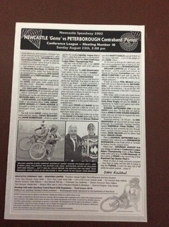 2002 NEWCASTLE GEMS v PETERBOROUGH PUMAS 25th AUGUST ( GOOD CONDITION )