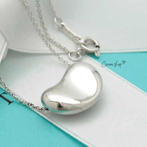 Authentic Tiffany & Co. Peretti Large 19mm Bean Necklace 16.1" Silver w/Pouch