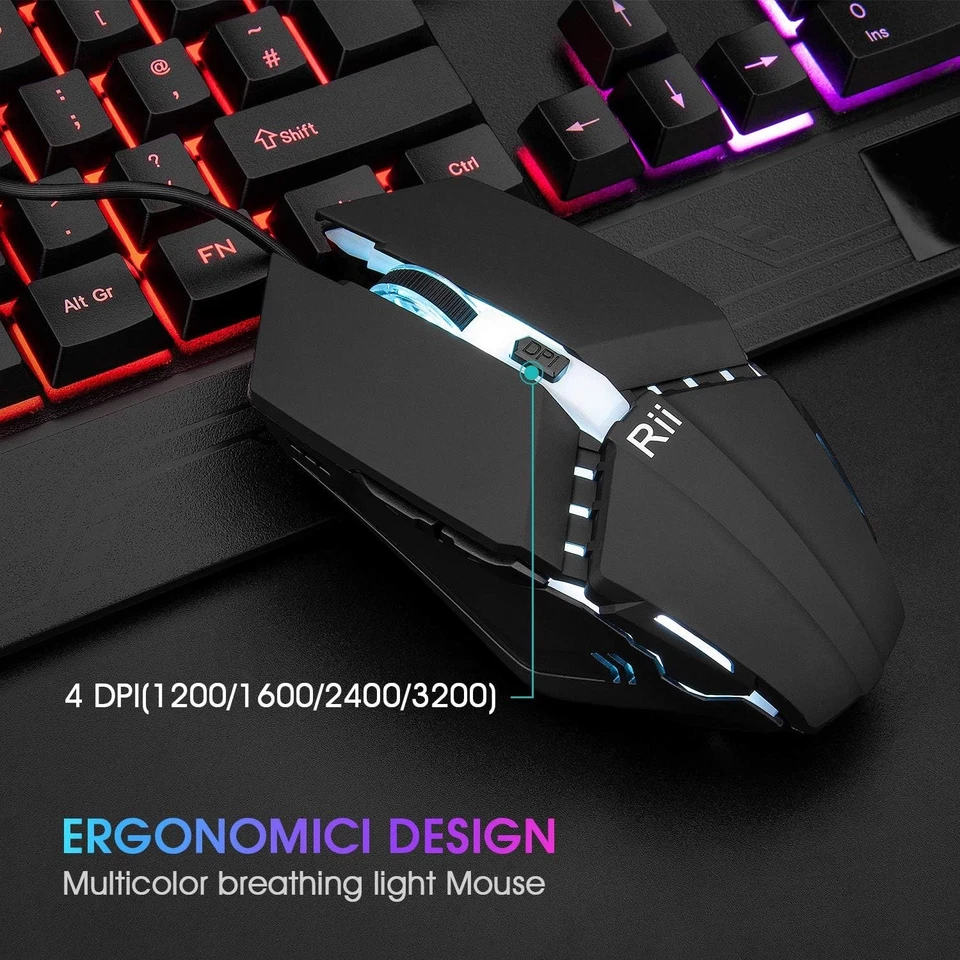 Rii Gaming Keyboard and Mouse,RGB Light Up Mouse Set for...  - Image 4 of 4