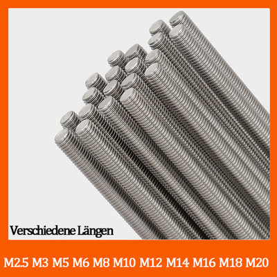 Gewindestangen M2.5 M3 M5 M6 M8 M10 M12 M14 - M20 Gewindestange Edelstahl VA A2