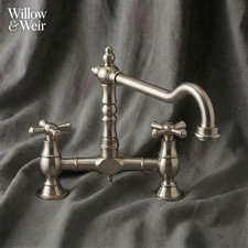 Brushed Nickel Kitchen Crosshead Mixer Tap Ideal for Belfast Butler Sink