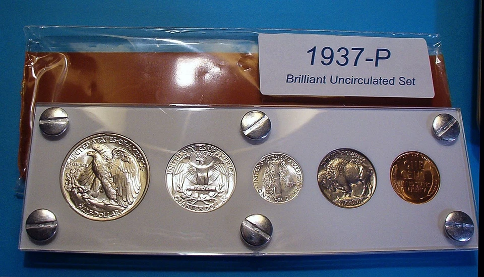 1937 MINT SILVER SET U.S. COINS LUSTROUS CHOICE to GEM BRILLIANT UNCIRCULATED - Image 2 of 4