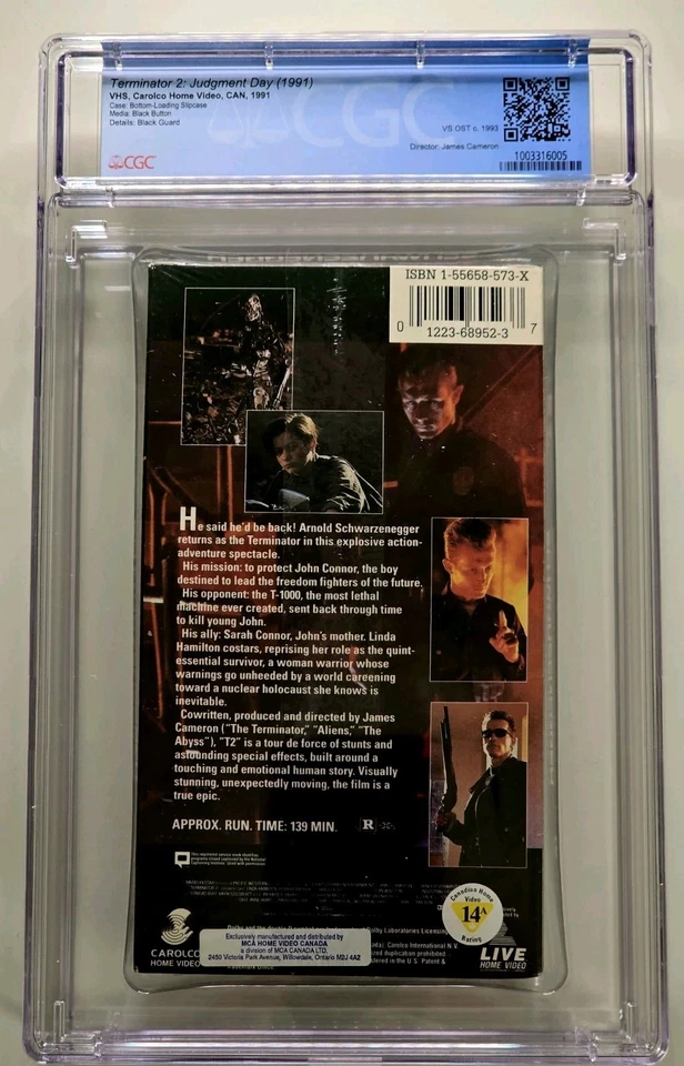 Terminator 2: Judgement Day (VHS, 1991, CAN) New Sealed Graded CGC 9.4 A+ - Image 3 of 3
