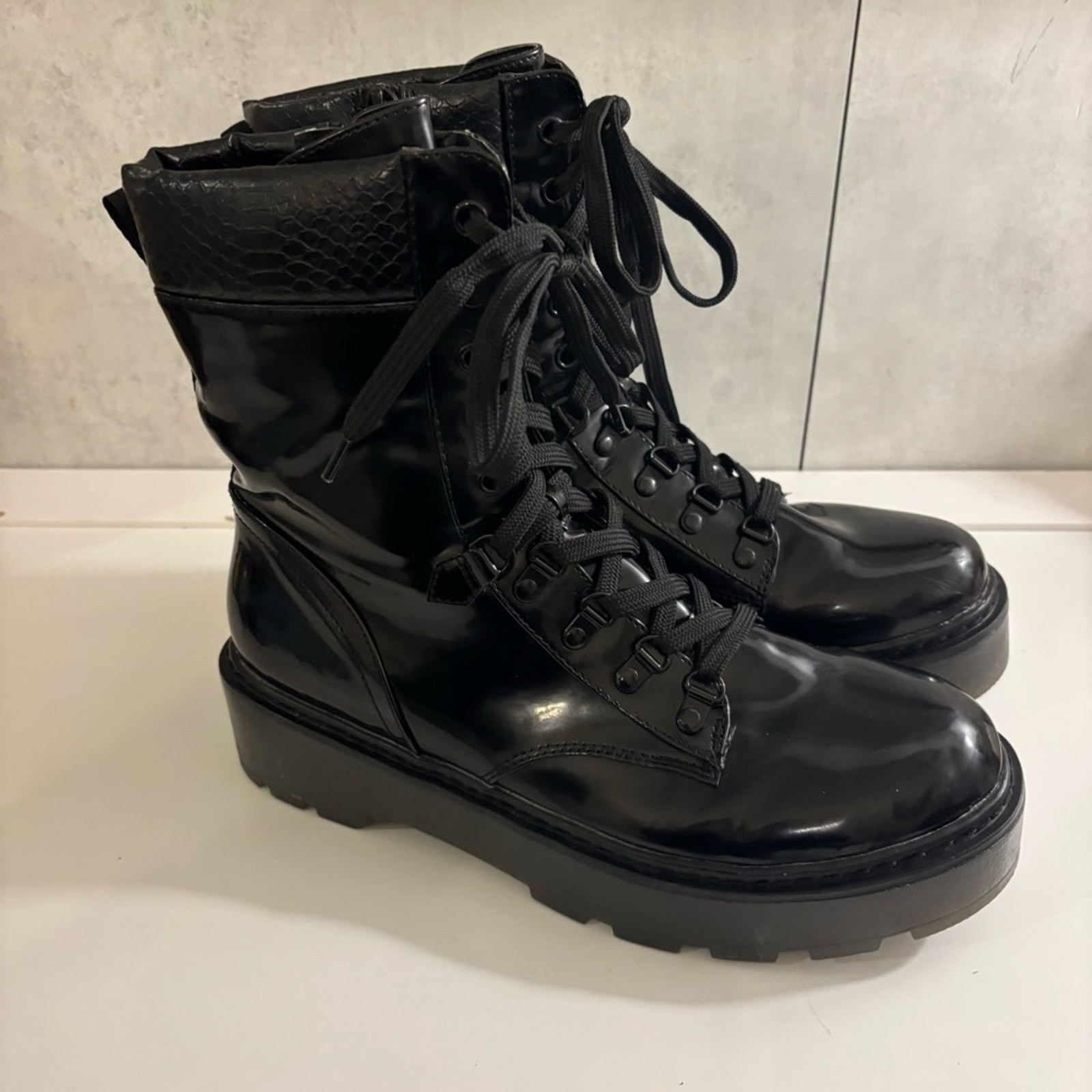 Sam Eldelman Circus Black Lace-Up Chunky Women's Combat Boots Size 11