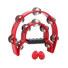 Tambourine Musical Instrument for Adults - 10 Inch Tambourines Half Moon Red