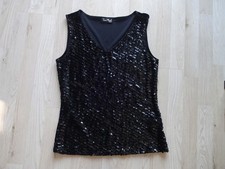 Vera Mont sehr edles Pailletten Samt Top Shirt 40 M schwarz