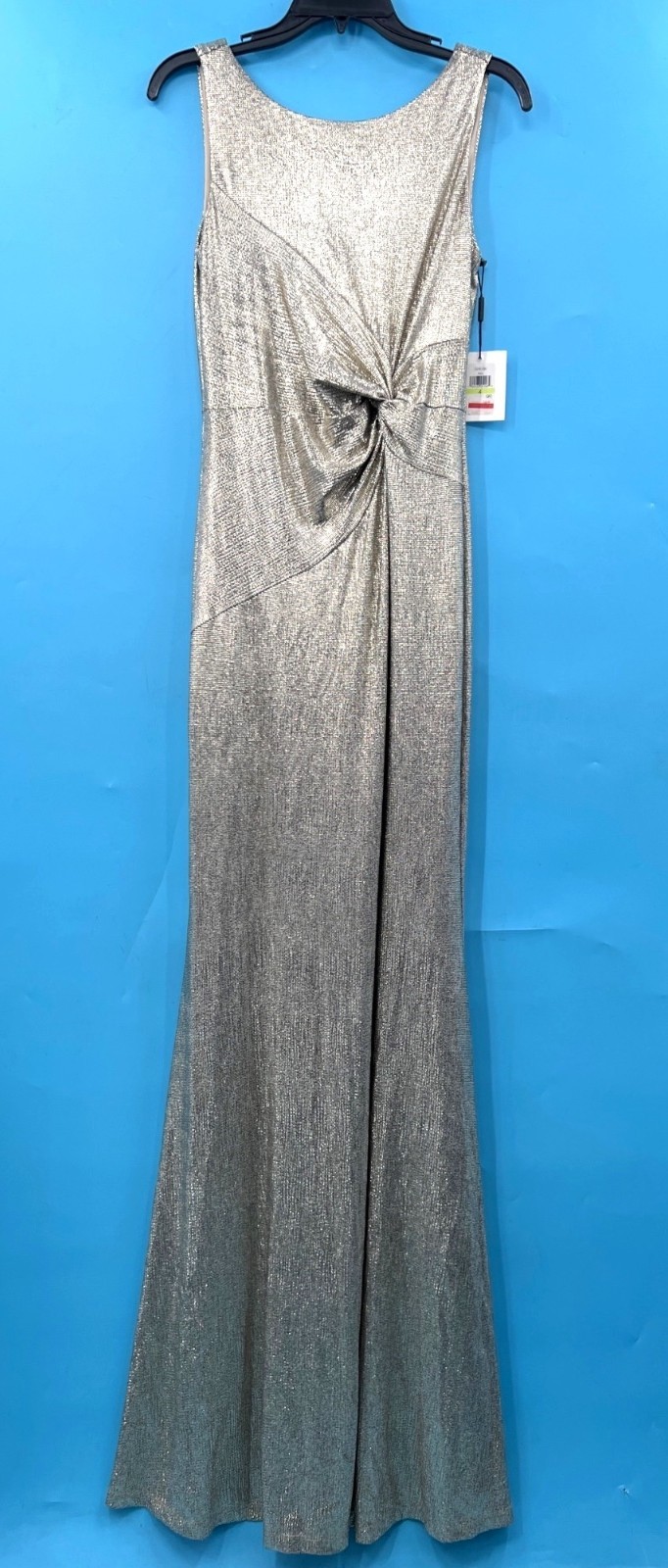 CALVIN KLEIN Shimmer Gold Sleeveless Ruched Waist Dress Sz 4 (NWT)