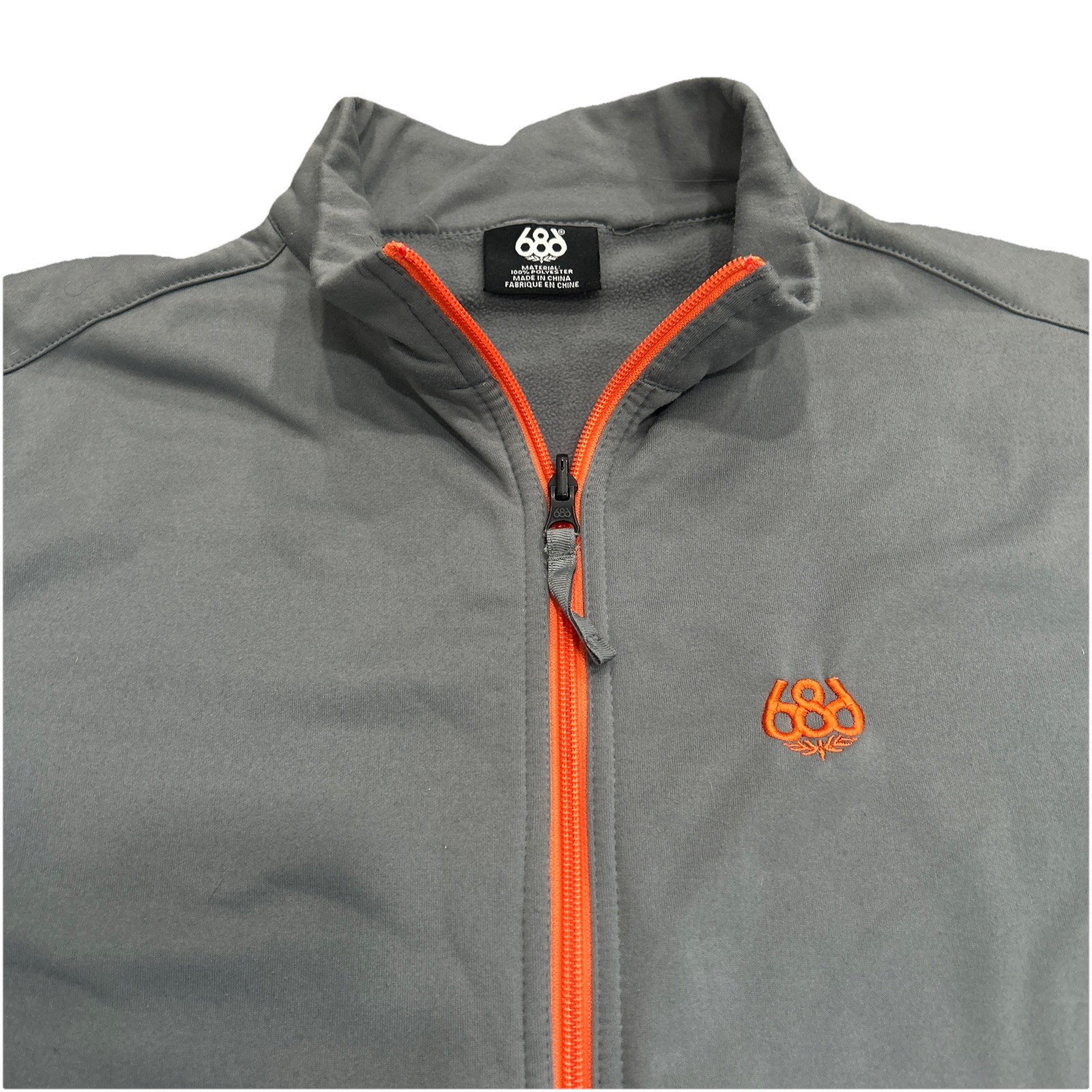 686 Polyester Full Zip Gray Orange Jacket Size La… - image 4