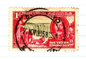 Southern Rhodesia KGV 1935 Silver Jubilee Postage STAMP 1 Shilling SA-38