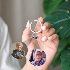 Personalized Double Bead Projection Keychain Hidden Photo Keyring for Friend