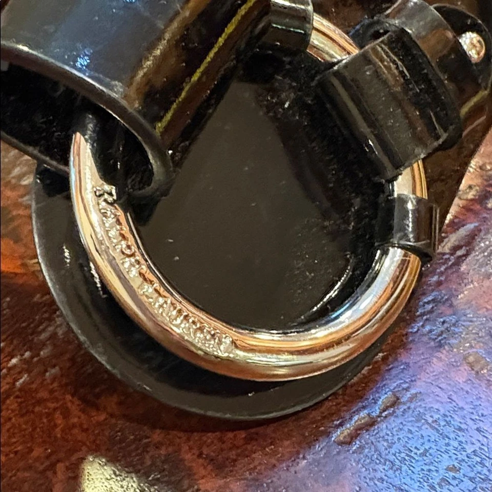 Ремень Ralph Lauren черный лакированная кожа размер большой - Изображение 2 из 4