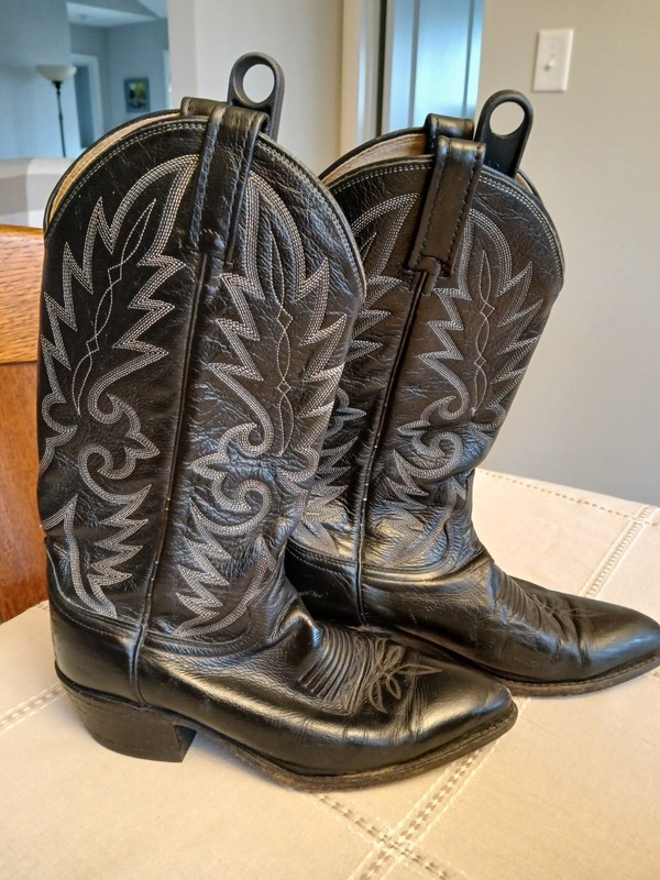 MEN'S VINTAGE DAN POST # 9497 BLACK CLASSIC WESTERN COWBOY BOOTS SIZE 6.5 D