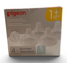 Pigeon Silicone Nipple S with Latch On Line Natural Feel 1 Months 4 Count