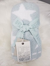 NEW Barefoot Dreams Cozychic Dream Receiving Blanket Aqua Ice Blue Stars