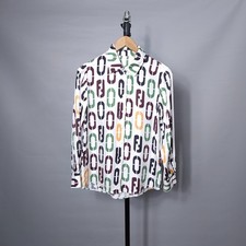 Fendi Silk Blouse Shirt Chain Graphic Womens size US 6 FR 36 , Duties Paid US 
