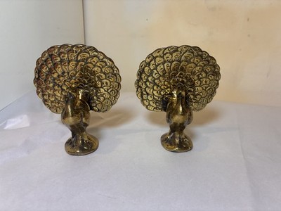 Messing Vögel Pfauen Metall Ornament Figur Dekoration Konvolut 2 Stück 