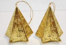 Vintage Lot 2 Metal Laser Cut Xmas Tree Light Cover Christmas Ornaments