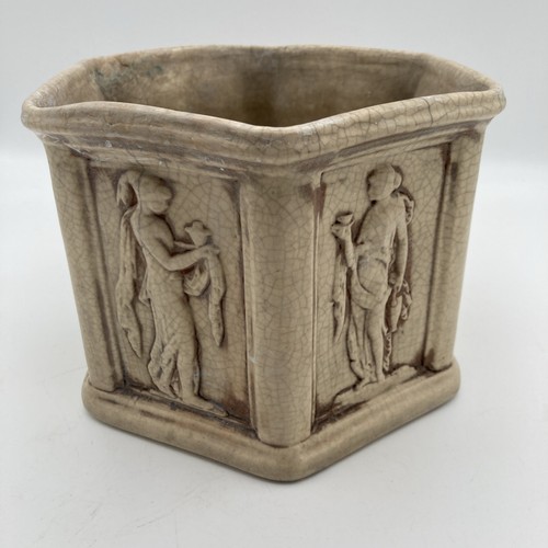 WELLER CLINTON IVORY ART NOUVEAU GODDESS MAIDENS HEXAGON JARDINIERE PLANTER - Picture 4 of 10