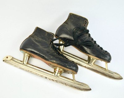 Vintage Planert Black Leather Speed Skates Size 6 Ice Hockey