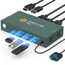 USB3.0 KVM Switch 2 Port HDMI, 4K 60Hz KVM Switch 1 Monitors 2 Computers with...