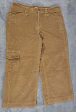 Eddie Bauer Vashon Fit Pant Women Size 8 30x22 Corduroy Brown Wide Leg Vintage
