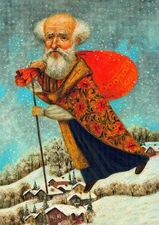 Carte postale de Noël Saint Nicolas - Illustration de l’artiste ukrainienne