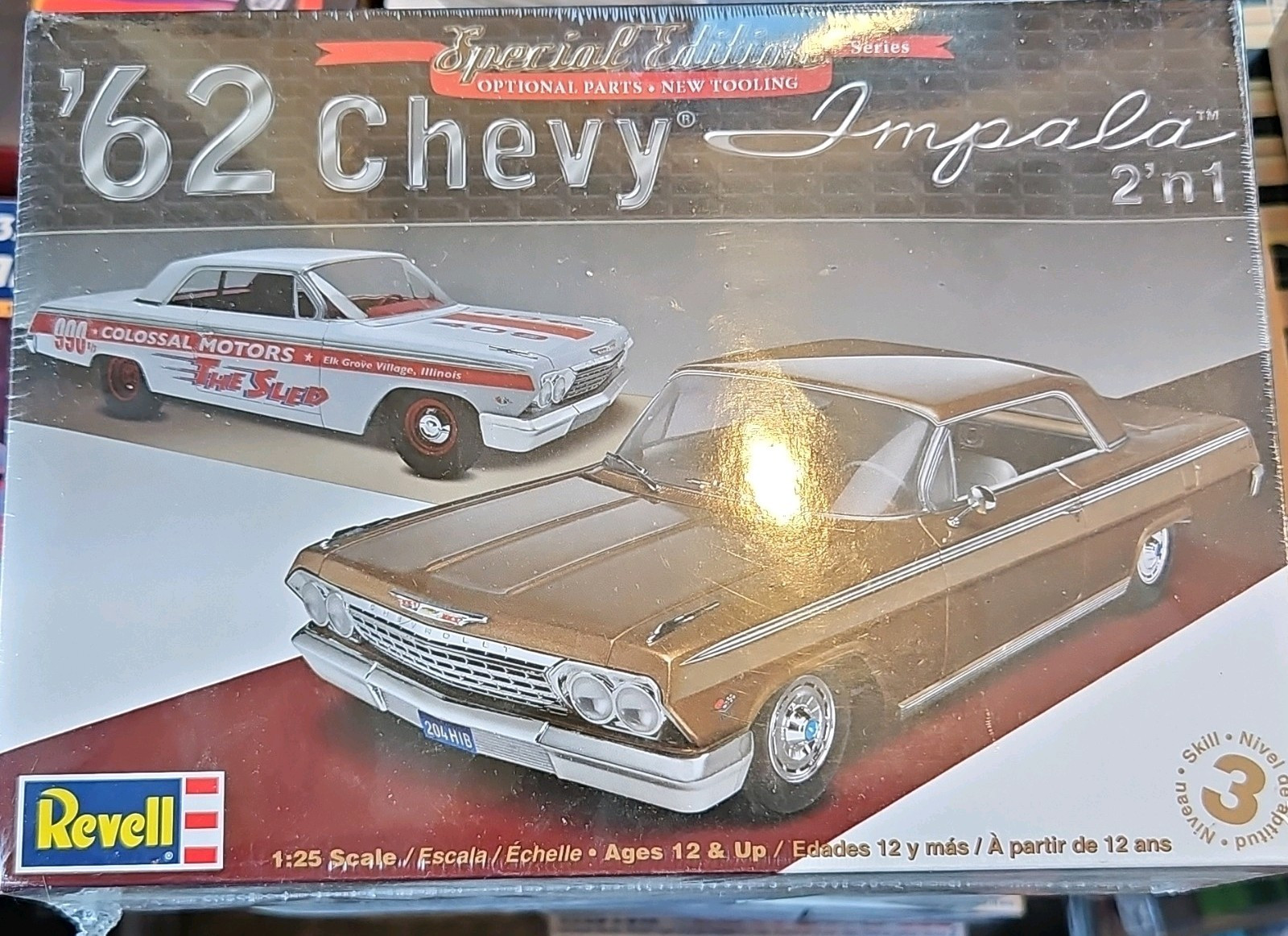 Revell 1962 Chevy Impala 2'n1 1:25 Plastic Model Kit Skill 3 Ages 12+ NEW SEALED