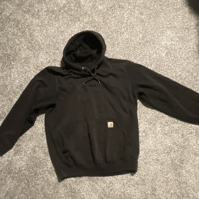 Carhartt Original Fleece Hoodie Black Men's M Hooded Logo Kangaroo Pocket