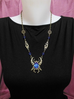 Collier Scarabée égyptien En Bronze - Pendentif Insecte Porte-bonheur En Cristal, 56-60 Cm