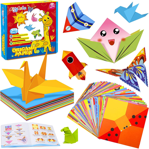 Aigybobo Ensemble de Papier Origami, 308PCS Kit de Papier Artisanat pour Enfants avec Livre d'Instructions