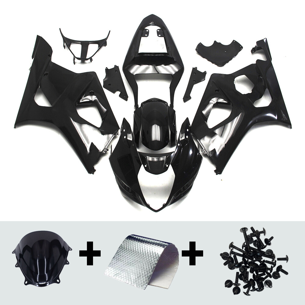 Black Bodywork for 2003 2004 Suzuki GSXR1000 K3 03 04 ABS Injection Fairing Kit