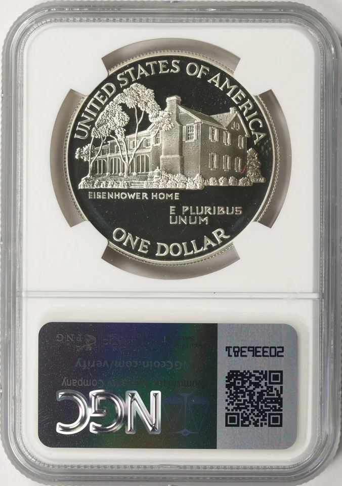 1990-P $1 Eisenhower Centennial Silver Dollar Commemorative NGC PF69 Ultra Cameo - Image 2 of 2
