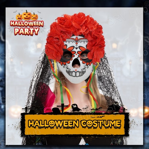 Adult Halloween Spooky Scary Face Mask,Bleeding Horror Clown Scary Dead Skeleton - Picture 12 of 29