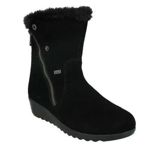 X2470 Damas Rieker cálida lana forrada de cuña de invierno Botas al Tobillo  Informales Cremallera | eBay