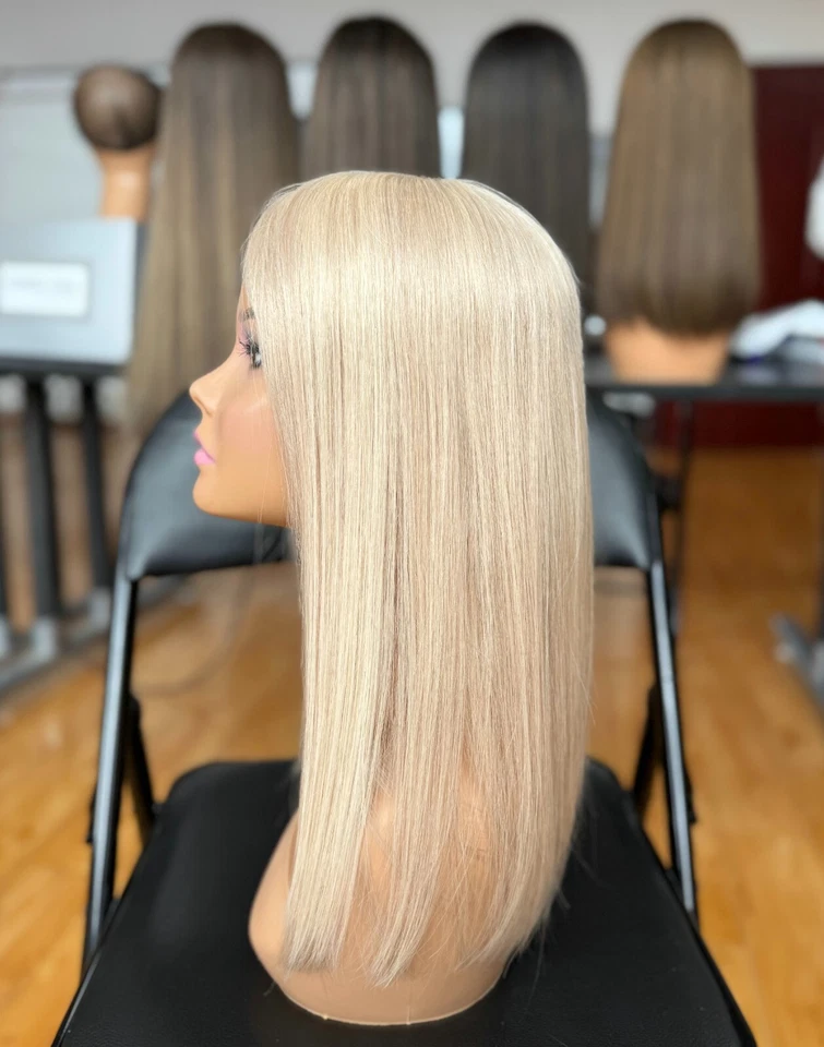 Premium 16" 5x6" Ash Blonde Monofilament Base European Human Hair Toppers - Image 4 of 4