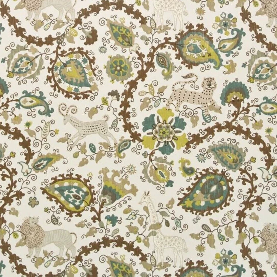 Braemore Animal JUNGLE PAISLEY Bosque Cortina Cortina Almohada Tela de Coser PORTE Foto 2 de 4