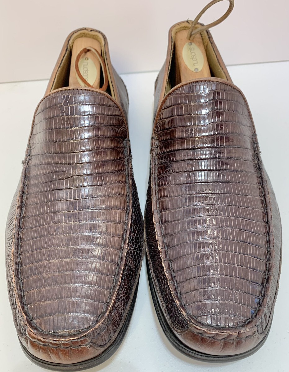 Zelli Mens Ultimo Teju Lizard Driver Loafers 643 Brown Handmade in Italy US 12 Men main image 2