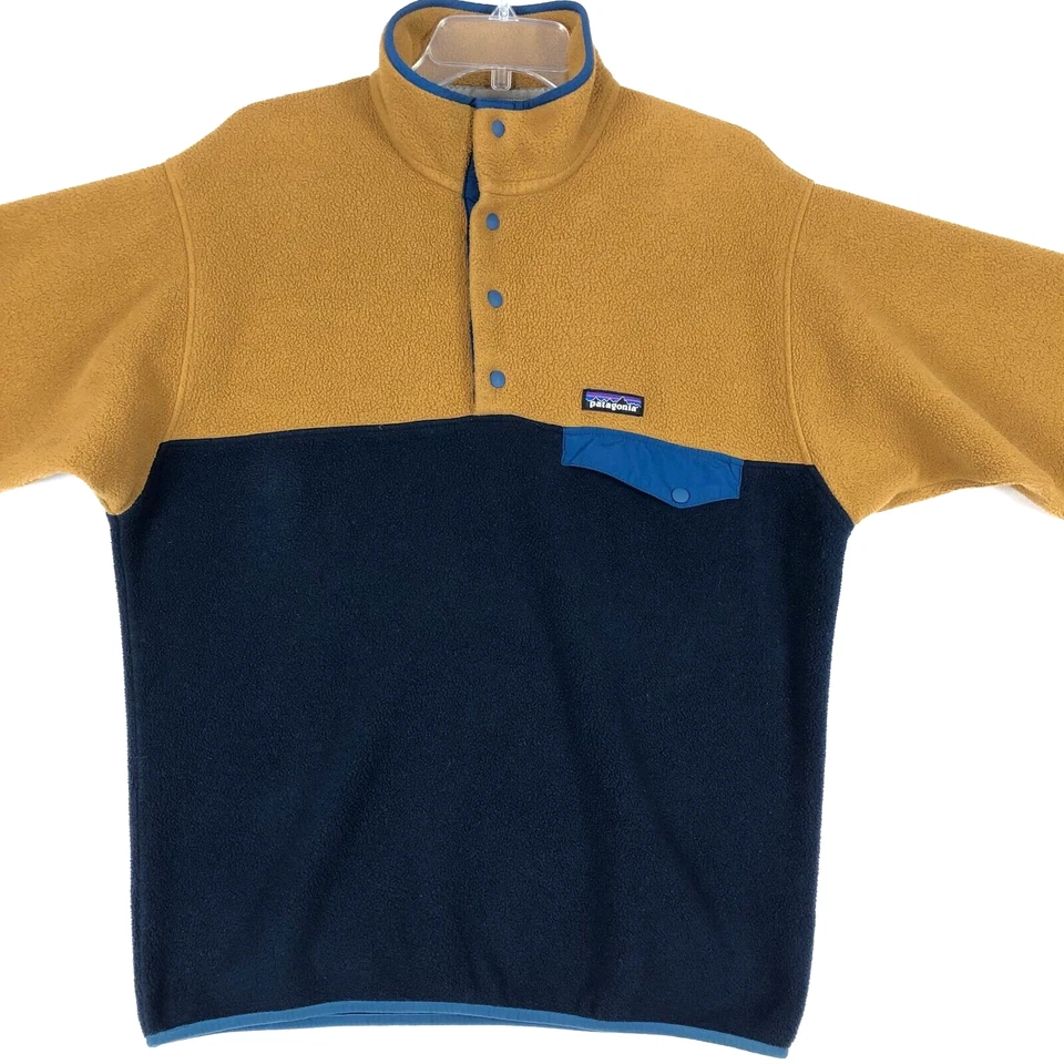 Patagonia Synchilla Snap-T Pullover Mens M Blue Gold Fleece Sweater Jacket 25580 - Image 2 of 4