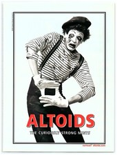 2004 Altoids Print Ad, French Mime Clown Gloves Rectangle Curiously Strong Mints