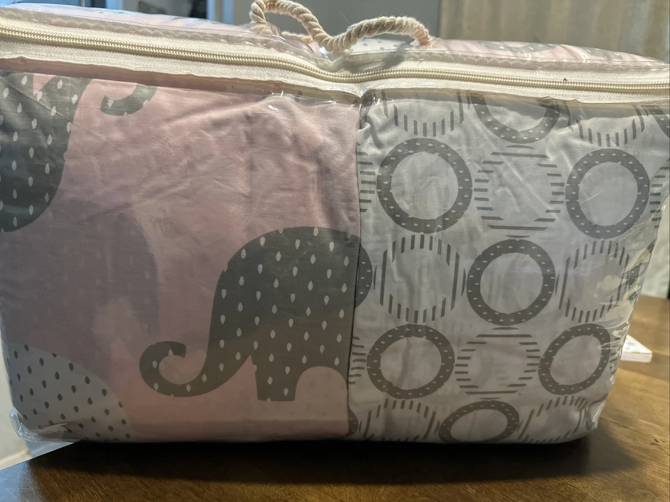 NoJo Dreamer - Juego de edredón de cuna floral rosa/gris 8 piezas Foto 2 de 4