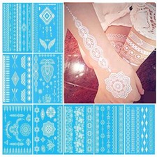 Waterproof Henna White Lace Mandala Flower Temporary Body Hands Tattoo Sticker