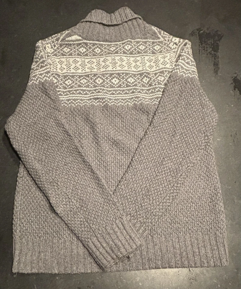 Suéter grande para hombre con cuello Merona nuevo sin etiquetas estampado de línea gris súper cálido tejido invierno Foto 3 de 3